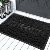 Yimobra outdoor welcome mat with textured pattern helps trap dirt at the doorstep.