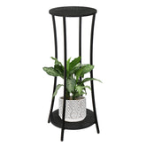 YINMIT round plant stand left view showing two-tier shelves for indoor plants.