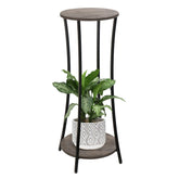 YINMIT round two-tier plant stand displaying multiple indoor plants with vertical space optimization.