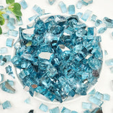 YISZM aqua blue fire glass pebbles sparkle to enhance outdoor fire pits