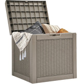 YITAHOME 32-gallon outdoor storage box with lid closed, showing compact footprint