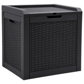 YITAHOME 32-gallon rattan deck box with lid closed showing outdoor storage use
