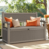 YITAHOME 70 gallon deck bench with storage shows spacious under-seat hideaway for outdoor essentials.