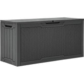 YITAHOME 80-gallon outdoor storage box exterior view keeps cushions protected.