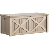 YITAHOME deck box with front X-design for rustic outdoor storage