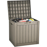 YITAHOME deck box with a lockable lid for secure outdoor storage.