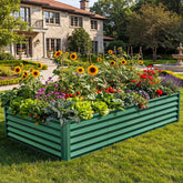 YITAHOME galvanized raised garden bed with large soil capacity for veggies.