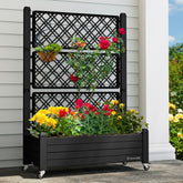 YITAHOME planter with trellis and wheels viewed from the front for easy mobility.