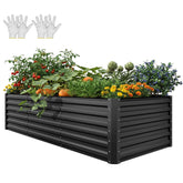 YITAHOME raised garden bed front view with sturdy galvanized panels for durable planting