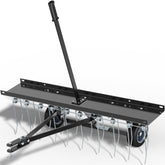 YITAMOTOR 40-inch tow-behind dethatcher in action improving turf aeration