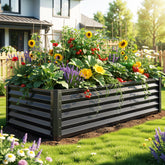 YITAHOME galvanized raised garden bed front view showing ample soil capacity for vegetables