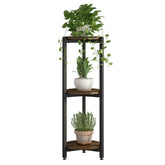 YIZAIJIA 3-tier plant stand in black, ideal for corner display and plant organization.