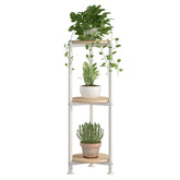 YIZAIJIA 3-tier white round plant stand, front view, ideal living room display.