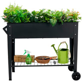 YKTEEDENS raised garden bed with legs and wheels, side view for easy mobility.