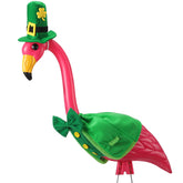 Ylinge St Patrick's Day flamingo outfit close-up enhances outdoor curb appeal
