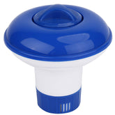 YLYL premium chlorine floater blue cap close-up showing secure twist-lock cap.