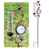 YNGFIL rain gauge with bird design provides clear rainfall readings for garden planning.