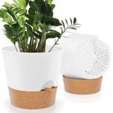 YNNICO 10-inch self-watering pot in white with a matte finish for indoor herbs.