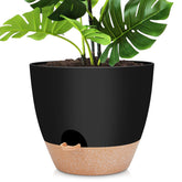 YNNICO 12-inch self-watering pot with mesh holes for healthy root growth indoors.