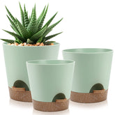YNNICO indoor self-watering planter three pots in green for compact plant setups