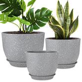 YNNICO 12-inch plant pot with deep reservoir for easy vacation watering.