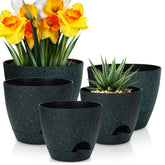 YNNICO 10-inch self-watering pot with green speckles supports healthy root growth via reservoir
