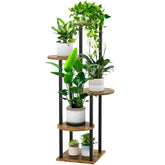 YOCOMEY 5-tier wood plant stand, front view, spacious plant display.