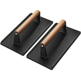 Yoehka cast iron grill press 2pc showing sturdy construction and dimensions