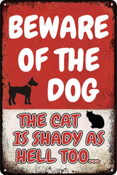 YOHIYE beware of dog sign on weatherproof metal for outdoor yard decor.