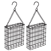 Yojanner outdoor suet cage feeder two-pack in a garden setup for easy bird feeding.