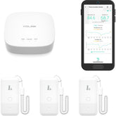 YoLink smart thermometer hygrometer front view shows compact sensor with long-range monitoring for remote management beyond WiFi.