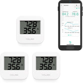 YoLink smart sensor 3-pack pack shot shows long-range temperature and humidity monitoring