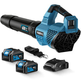 YOOVL cordless leaf blower in action delivering efficient yard cleanup