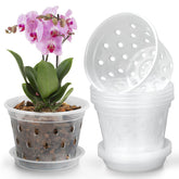 YOPIKUU orchid pot with side holes and saucers promotes drainage and airflow.