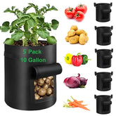 YOQXHY potato grow bags 10-gallon 5-pack, durable fabric for healthier root airflow and drainage.
