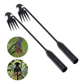 Young4us weed puller 4-tine 16-inch in black, for deep-root weed removal.