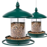 Youvip double green bird feeder front view shows durable metal for outdoor use.