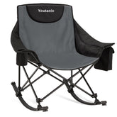 Youtanic oversized rocking chair front view with padded seat for outdoor comfort.