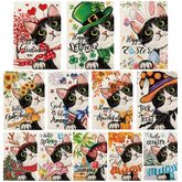 YOVOYOA cute black cat garden flag Valentine’s Day, bright welcome outdoors.