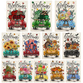 YOVOYOA rustic truck garden flag Valentine’s Day adds festive charm to your front yard