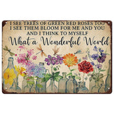 YOYI ART Dragonfly and Flowers Tin Sign adds vintage charm to garden decor.