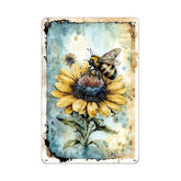 YOYI ART metal garden sign featuring a bee and sunflower outdoors adds outdoor charm