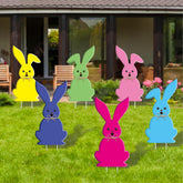 YOYOJOY Easter bunny yard signs with stakes for vibrant lawn display.