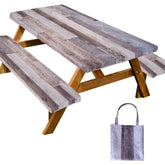 YPHCDO picnic table cover on a wood table protects from spills and weather.