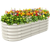 YSEJOMP oval raised bed front view with sturdy metal frame for durable gardening