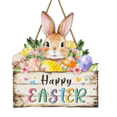 YSUNZIA Easter door hanger with bunny peeking among eggs for festive curb appeal.
