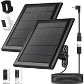 YUELAN 8W solar panel charger powering Ring Outdoor Cam Plus with sun-ready efficiency.