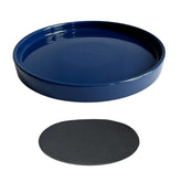 Yukfona ceramic plant saucer in blue deep glaze for 15 inch pots