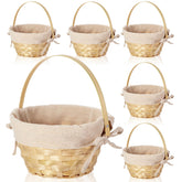 Yulejo bamboo Easter baskets 6-pack with handles for easy gifting