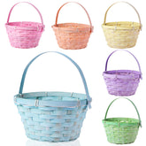 Yulejo Barydat Easter bamboo basket light pink with handle ideal for egg hunts